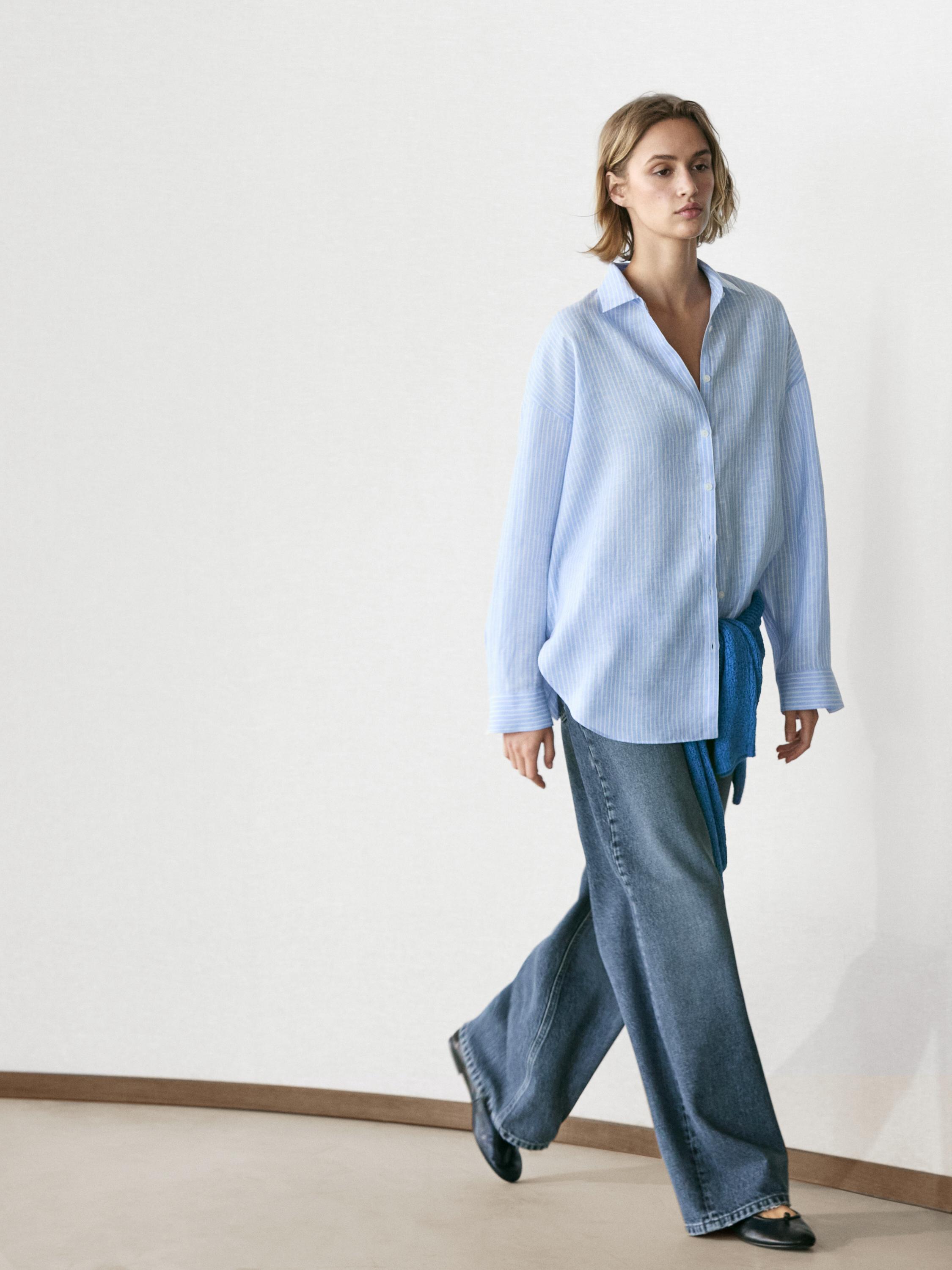 Chemise fluide à rayures 100 % lin